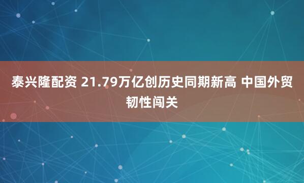 泰兴隆配资 21.79万亿创历史同期新高 中国外贸韧性闯关