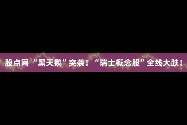 股点网 “黑天鹅”突袭！“瑞士概念股”全线大跌！