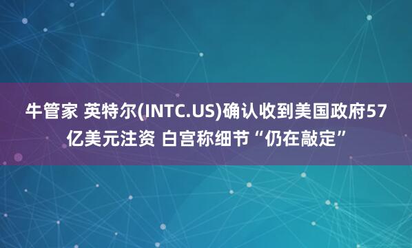 牛管家 英特尔(INTC.US)确认收到美国政府57亿美元注资 白宫称细节“仍在敲定”